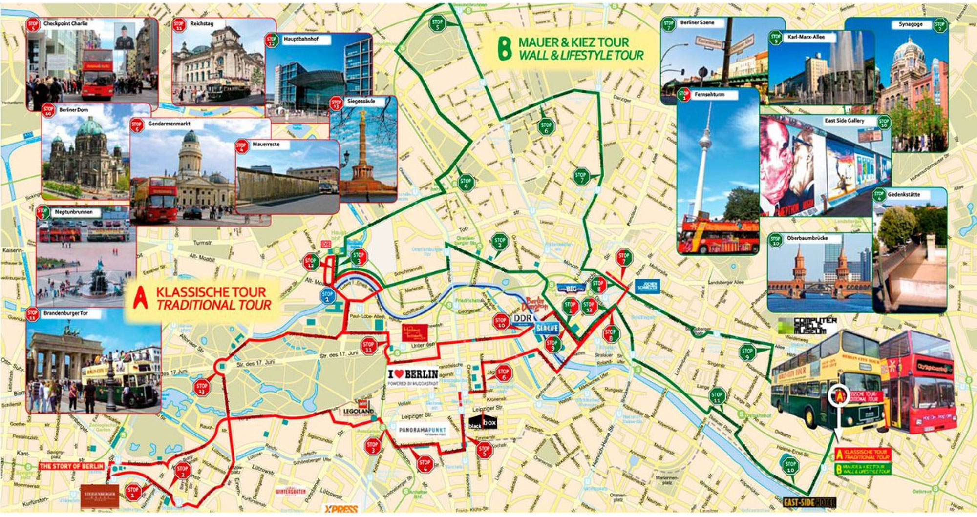 sevärdheter berlin karta Berlin CitySightseeing Hop On Hop Off | Biljetter till sevärdheter 